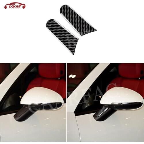 Carbon Fiber Door Side Rearview Mirror Handle Trim Cover Protective Stickers for Porsche Macan 2015-2018 Car Accessories