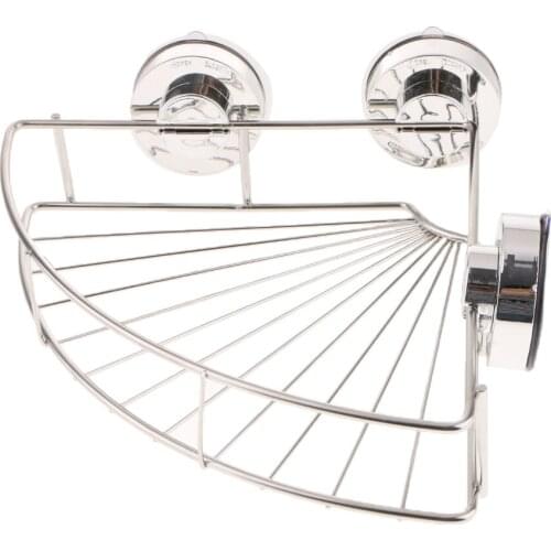 Stainless Steel Kitchen Bathroom Shower Shelf Storage Suction Corner Basket