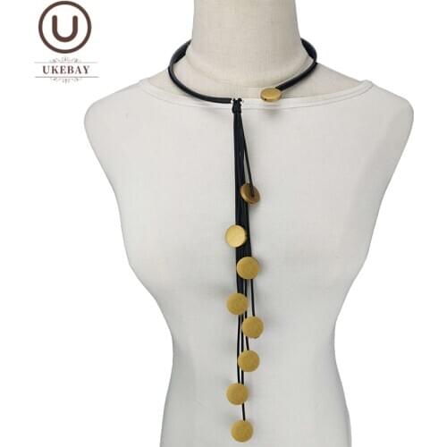 UKEBAY New Tassel Long Necklaces Women Wood Jewelry Choker Necklace Handmade Original Necklaces Rubber Sweater Chain Accessories