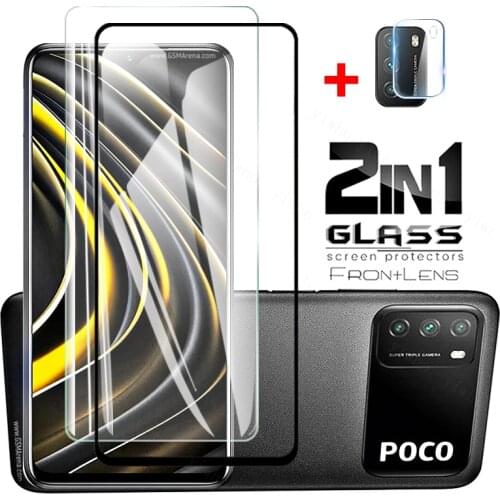 2in1 Protective Tempered Glass For Xiaomi POCO m3 Screen Protector camera lens glasses on for pocophone poko pocco x3 Pro NFC f3