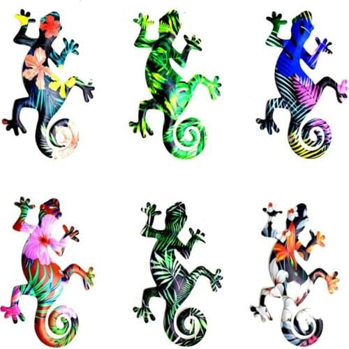 Iron Art Gecko Ornaments Outdoor Metal Lizard Art Hanging Sculpture For Patio Metal Outdoor Decorations For Patio Wall Fence
