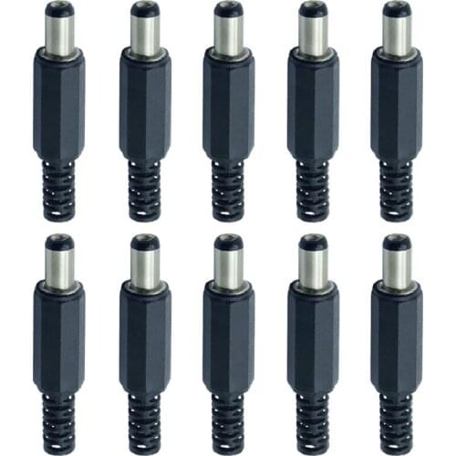 1/10pcs Black DC Audio Stereo Connector 2.1X5.5mm Video Power Jack DC Power Male Adapter Earphone Microphone Plugs Conector