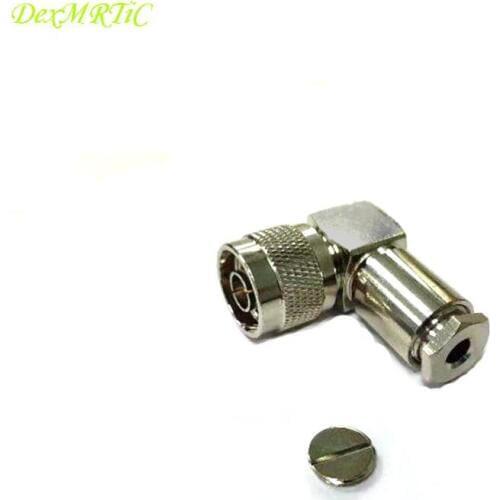 1pc N male plug RF Coax Connector right angle clamp for RG58 RG142 LMR195 Cable Nickelplated NEW wholesale