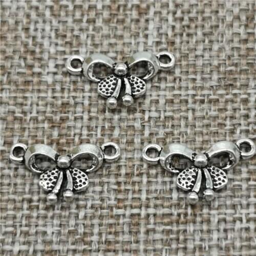 925 Sterling Silver Small Butterfly Bow Knot Connector Charms for Bracelet Necklace
