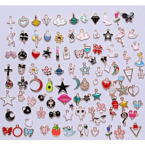 100Pcs Mixed Loading Oil Enamel Star Charms Zinc Alloy Earring Pendant Accessory For DIY Bracelet Necklace Jewelry Making