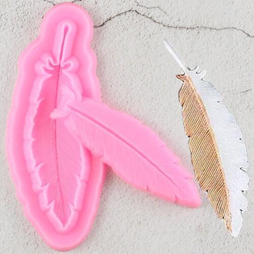2Pcs Feather Silicone Mold Cupcake Topper Decoration DIY Wedding Fondant Cake Decorating Tools Candy Chocolate Gumpaste Mould