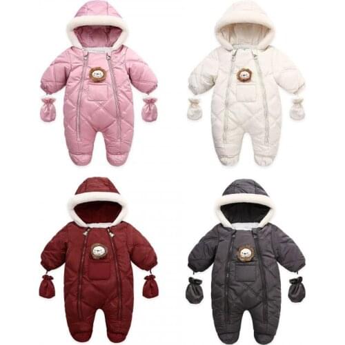 2021 Baby Warm Clothes For Boys Autumn And Winter Newborn Snowsuit 0-24m Long Sleeve Toddler Clothing With Hooded Girl Overalls