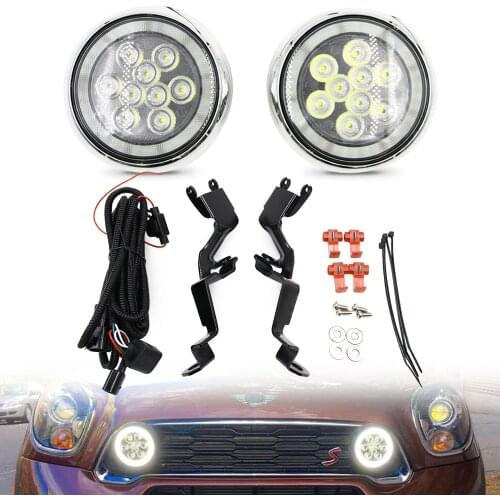 2x LED DRL Daytime Running Light Halo Fog Lamps Kit For Mini R55 R56 R58 R60 R61 Rally Driving Lamp Additional Headlight Chrome