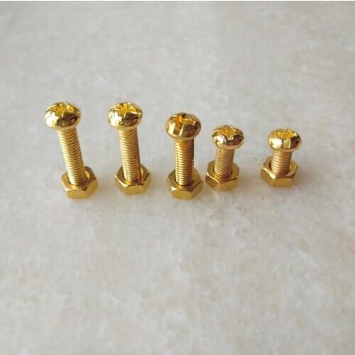 50pieces/lot M4 Gold cross pan screw with nuts machine screws round head machine screws golden chandelier lighting accessories