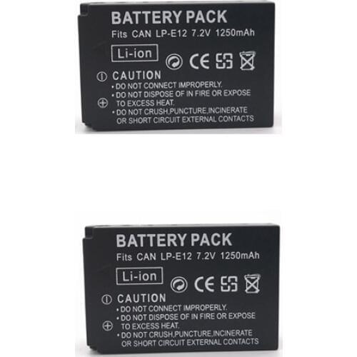 1Pcs 1250mAh LP-E12 LPE12 LP E12 Camera Batteries For Canon EOS 100D Kiss X7 Rebel SL1 EOS M10 DSLR Battery