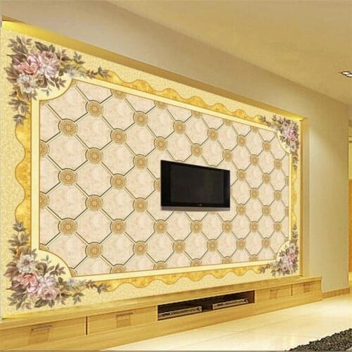 Beibehang Custom 3d European Golden Pastoral TV Background Wall paper Living Room Guest House Decorative Painting 3d wallpaper