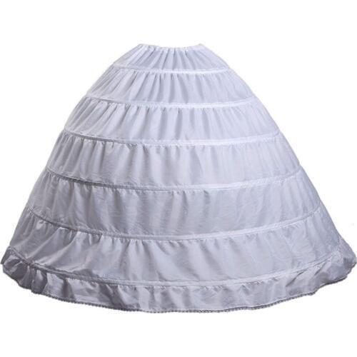 White 6 Hoops Petticoat Crinoline Slip Underskirt For Wedding Dress Bridal Gown In Stock Plus Size Petticoat