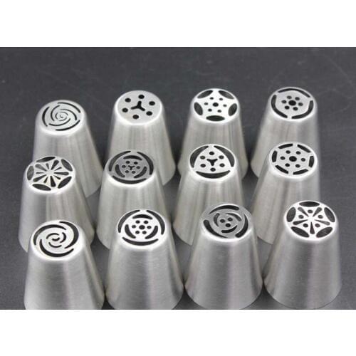 Free Shipping 12pcs/set Stainless Steel Icing Piping Nozzles Pastry Decorating Tips for DIY Cake Bake Bakeware Tools (00224)