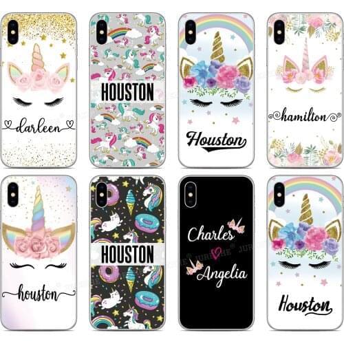 PrintedDIY Customize Name Unicorn Cover For Samsung Galaxy A10E A20E A10 A30 A40 A50 A60 A70 A41 A31 M31 A11 A01 A21S Phone Case