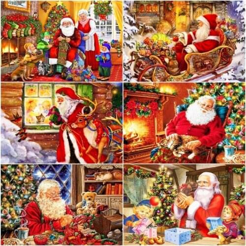CHENISTORY Santa Claus Diy Paint By Numbers Set Oil Paints Kits Home Decor For Adult Children Handpainted Art Gift 60x75cm