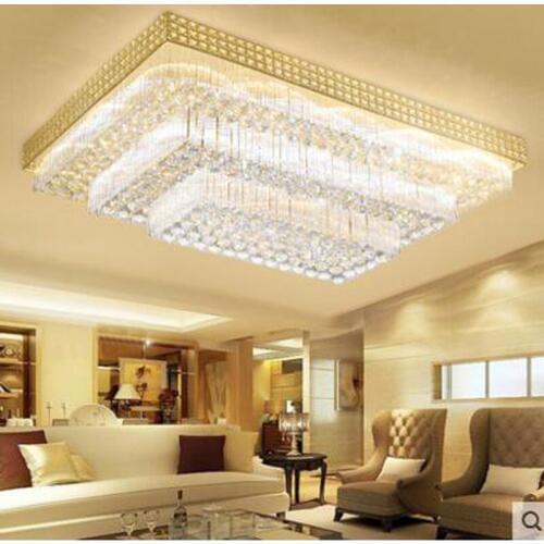 European rectangular crystal ceiling lamp living room lamp atmosphere modern bedroom ceiling lamps LED restaurant lighting LED