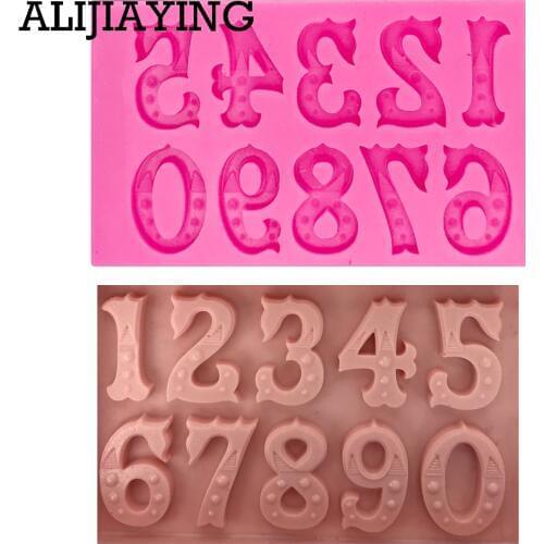 M1395 DIY Number 0-9 mould silicone mold cake dessert Decorating tool fondant chocolate Clay craft Resin mould