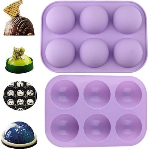 6 Holes Half Ball Sphere Chocolate Silicone Mold Round Semi Sphere Cake Silicone Baking Molds For Dessert DIY Jelly Dome Mousse