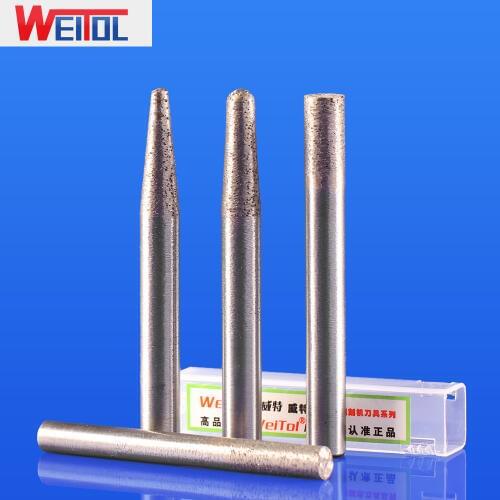 WeiTol 1pcs sintered stone engraving bits taper marble cutting tools flat head granite router bits diamond burrs milling cutter