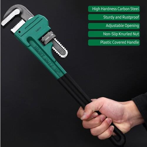 10 Inch Pipe Wrench Heavy Duty Carbon Steel Adjustable Plumbing Wrench Plumber Tools for Home Improvement Industrial Repair Tool