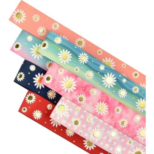 HSDRibbon 22mm 7/8inch HSD-Genuine flower Pattern Foil Printed on Grosgrain Ribbon 50Yards/Roll