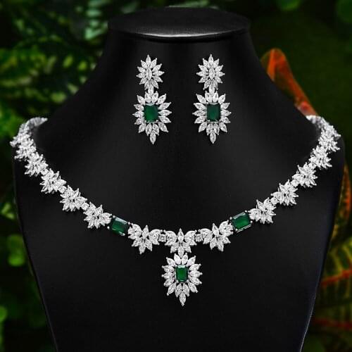 KellyBola New Elegant Russian Women Bridal Jewelry Set AAA Cubic Zircon Pave Necklace Earring Sets for Engagement Accessories