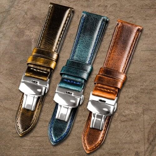 Pstary handmade leather strap, 18 20 22MM retro style leather strap, suitable for mens and womens casual style strap, fast del