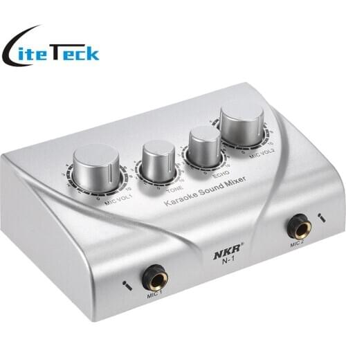 Karaoke Sound Mixer Microphone Karaoke OK Amplifier & Microphone Mixer Dual Mic Inputs With Cable Silver/Black/Golden for Option