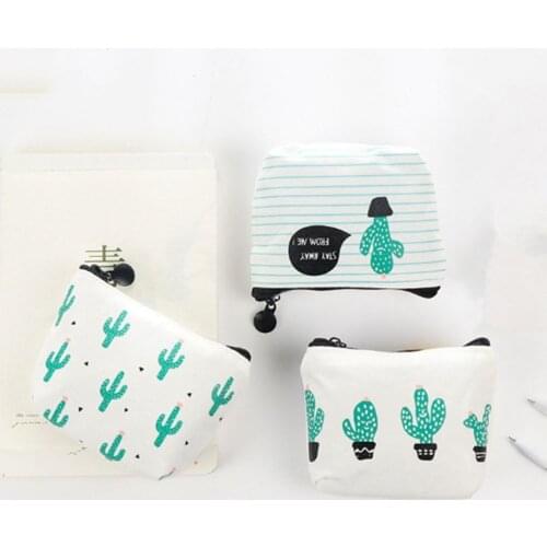 Cute Cactus Coin Wallet Canvas Zipper Coin Purse Change Pouch Key Holder Bag womens coin purse small bags