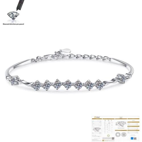 Moissanite 925 Sterling Silver Wedding Party Anniversary D Color D Color Fashion Bracelet High Quality Jewelry