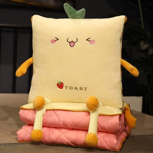 Cartoon quilt blanket portable foldable throw pillow home office car air conditioning quilt pillow cushion blanket 2 in 1