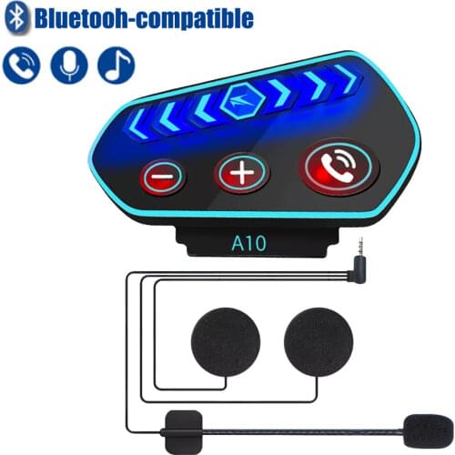 New A10 Moto Helmet Headset Bluetooth 5.0 Ultra-thin IP67 LED Motorcycle Earphones Wireless Speaker Headphone Call Music Play