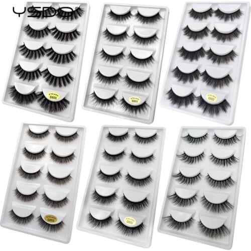 YSDO New 3D 5 Pairs Mink EyeLashes Extension make up Natural Long False EyeLashes Fake eye Lashes Mink MakeupWholesale Lashes