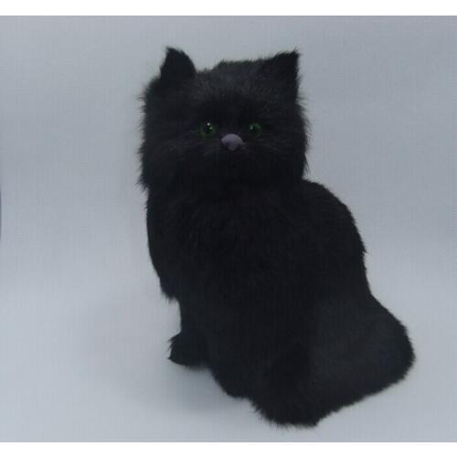 New real life creative black cat model polyethylene & furs handicraft Decoration cat doll about 21x17cm 2210