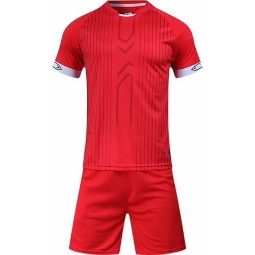 2019 red color new soccer jerseys men sport running cycling football kits custom logo name number soccer uniforms suits