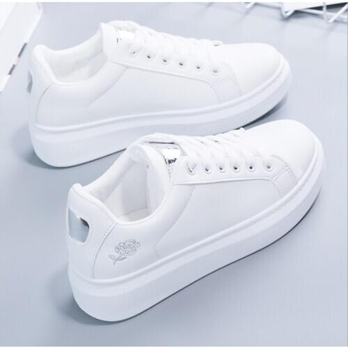 Autumn 2020 new white shoes embroidered leather casual sports sneakers and warm models zapatos de mujer
