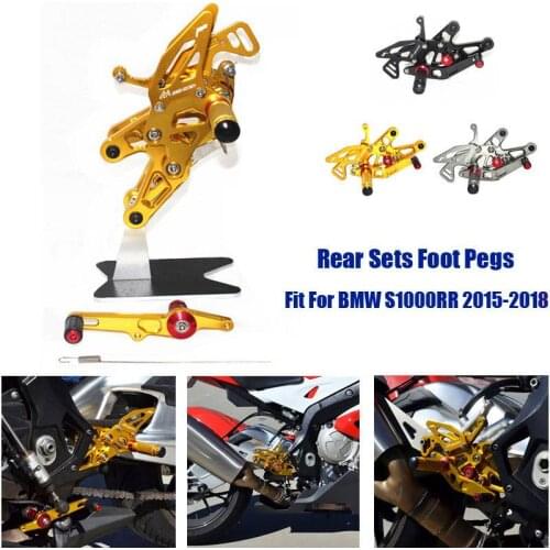 Fit For BMW S1000RR 2015 2016 2017 2018 CNC Adjustable Footrest Foot Peg Pedal Mount Bracket Sets Footpeg Rider Rear Rearset