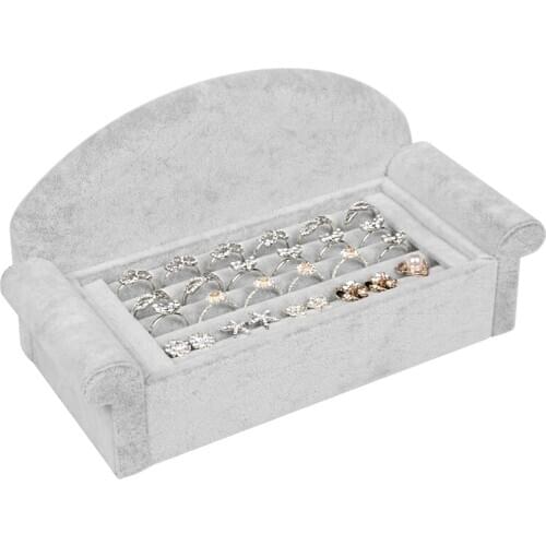 Sofa Shape Velvet Ring Display Tray Elegant Three Color Velvet Ring Display Holder Stand Jewelry Organizer for Counter Exhibit