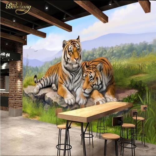 Beibehang Custom Photo wall papers home decor papel de parede 3D tiger Mural wallpaper for living Room bedroom Home Decoration