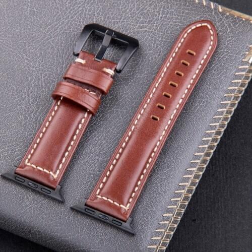 Good Quality Genuine Leather Strap for Apple Watch 6 5 4 3 2 1 SE 44MM 40MM 42MM 38MM Leather Watchband for iWatch Bracelet Belt