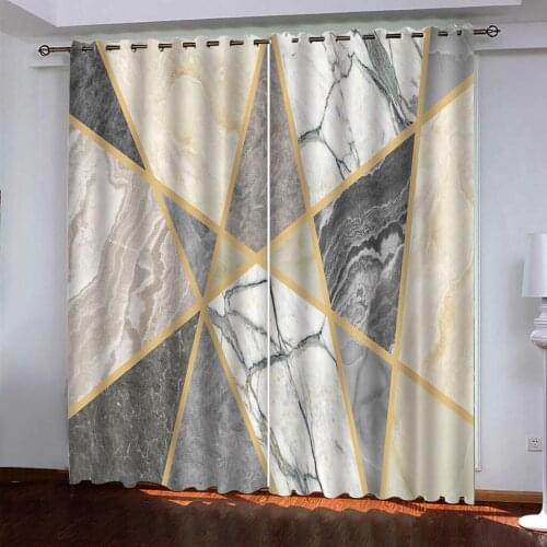 Luxury Blackout 3D Window Curtains For Living Room gold marble curtains 3D Blackout Curtains For Living room