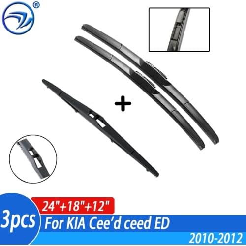 Wiper Front & Rear Wiper Blades Set Kit For KIA Cee'd ceed ED 2010 - 2012 Windshield Windscreen 24"+18"+12"E2