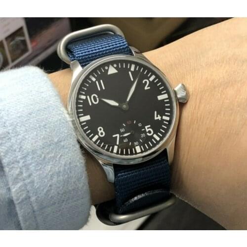 Sapphire crystal or mineral glass 44mm no logo Asian 6498 17 jewels movement mens watch luminous Mechanical watches gr132-20