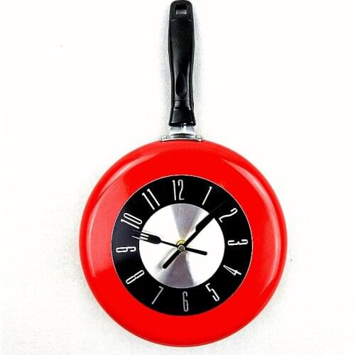 Creating Stylish 10 Inch Metal Flying Pan Wall Clock Kitchen Cooking Wall Clock Metal Hanging Wall Watch Home Room Decoration