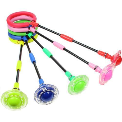 LED Toy Flashing Jumping Ring Colorful Ankle Skip Circle Foldable Swing Ball for Children &T8