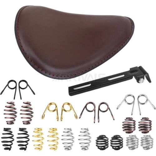 Universal Brown Motorcycle Solo Driver Seat with Springs Bracket Mount For Harley Custom Chopper Bobber Honda Yamaha Kawasaki