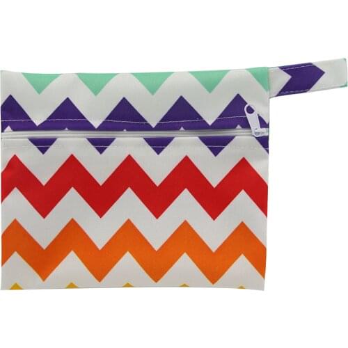 Mini Wet Bag Waterproof PUL Printed Menstrual Pad Bag with Snap Closure Handle Mama Cloth Sanitary Menstrual Maternity Bag