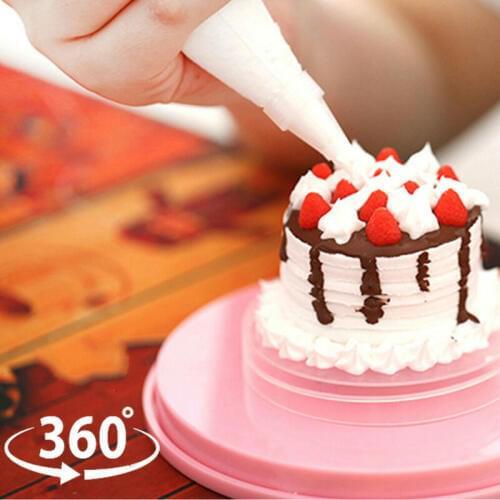 14CM Mini Round Cake Turntable Plastic Pink Rotating Cake Stand Plate Baking Revolving Decoration Stand Platform