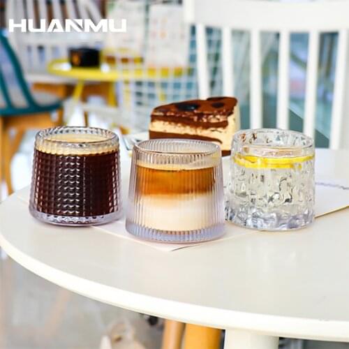 Rotating Glass Cup Mug Crystal Decompression Wine Glass Japanese Hammered Beer Whiskey Coffee Transparent Home Drinkware Gifts