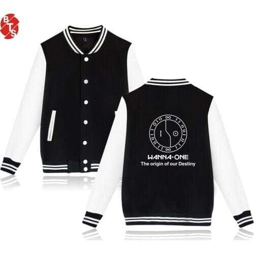 Wanna One Kpop Fashion Printed Baseball Jackets Women/Men Long Sleeve Casual Jackets 2018 Hot Sale Streetwear Clothes